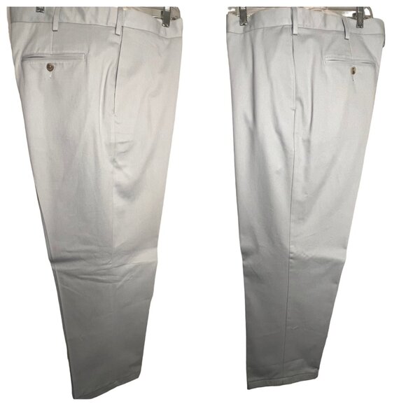 Lands End men’s dress pants size 38 traditional fit light gray flat front pocket - Picture 8 of 16